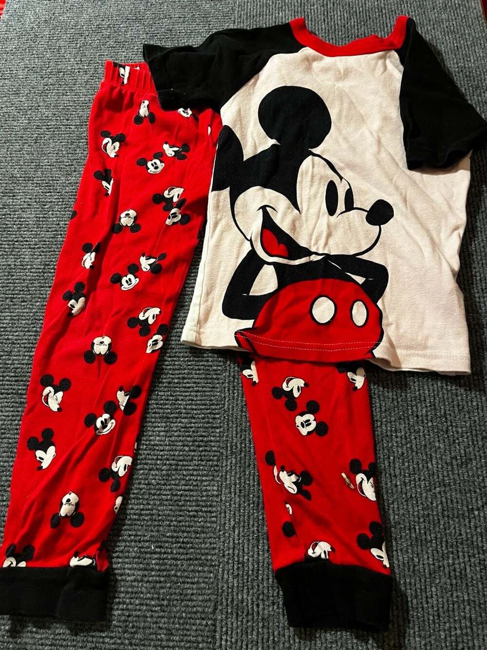 Disney Mickey Mouse Pajama Set Short Sleeve T-Shirt and Pants Size 6